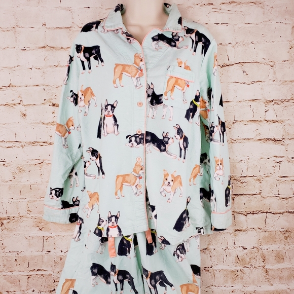 Nick & Nora Other - Nick & Nora Aqua Sz M Flannel Pajamas Set Dogs